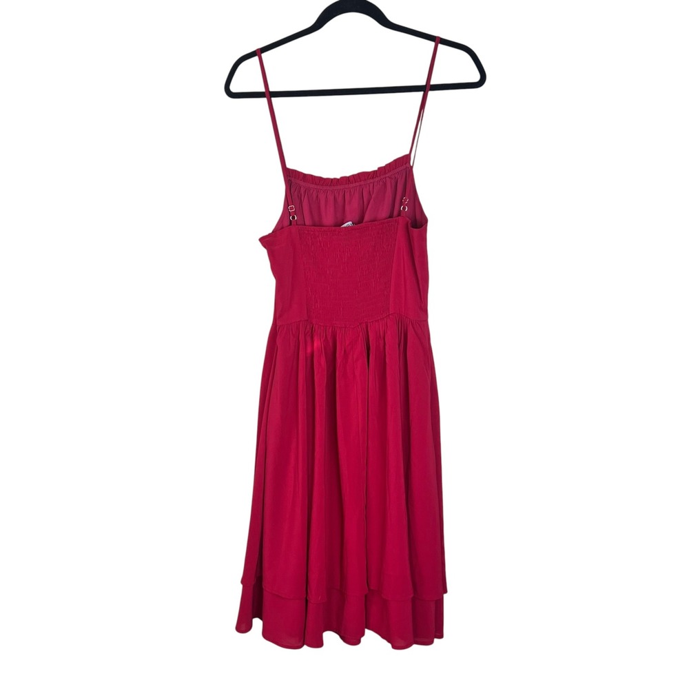 Scarlett Darkness Red Corset Lace Up Midi Dress Smocked Back Gothic Cottagecore - Picture 5 of 11
